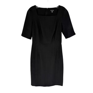 Ann Taylor Sheath Dress Womens Size 0 Black Short Sleeve Career Classic